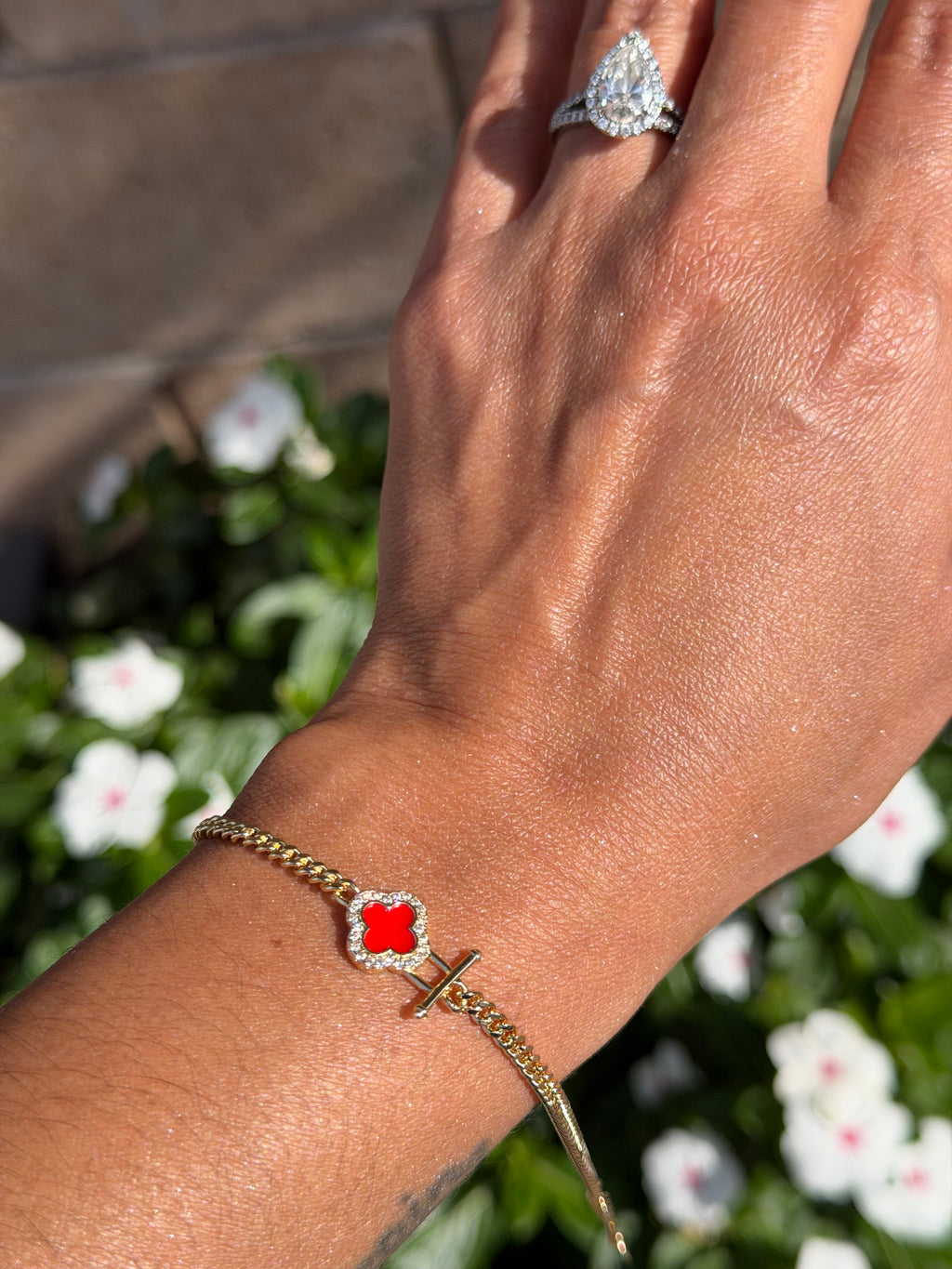 Red Clover Gold Bracelet