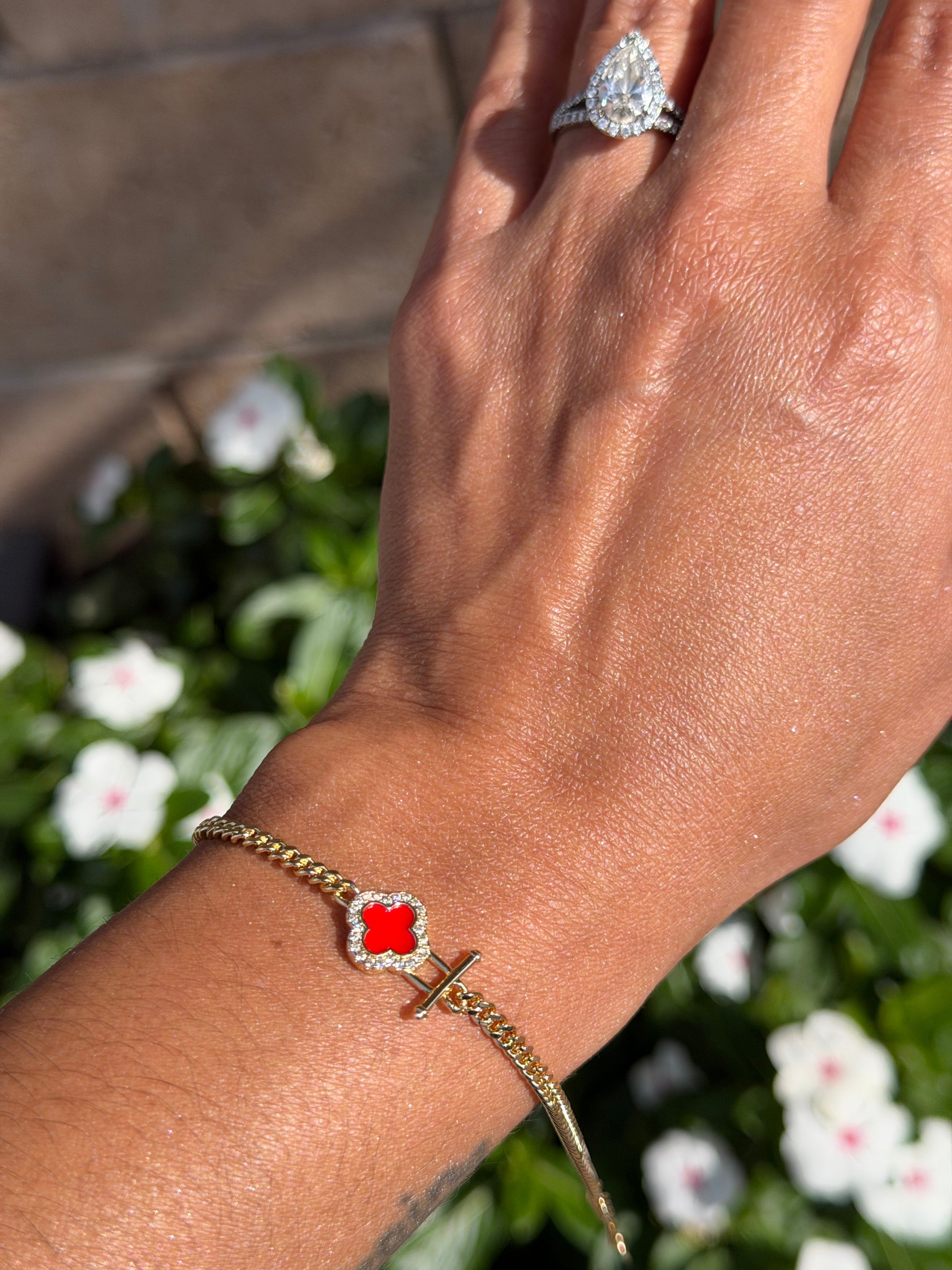 Red Clover Gold Bracelet