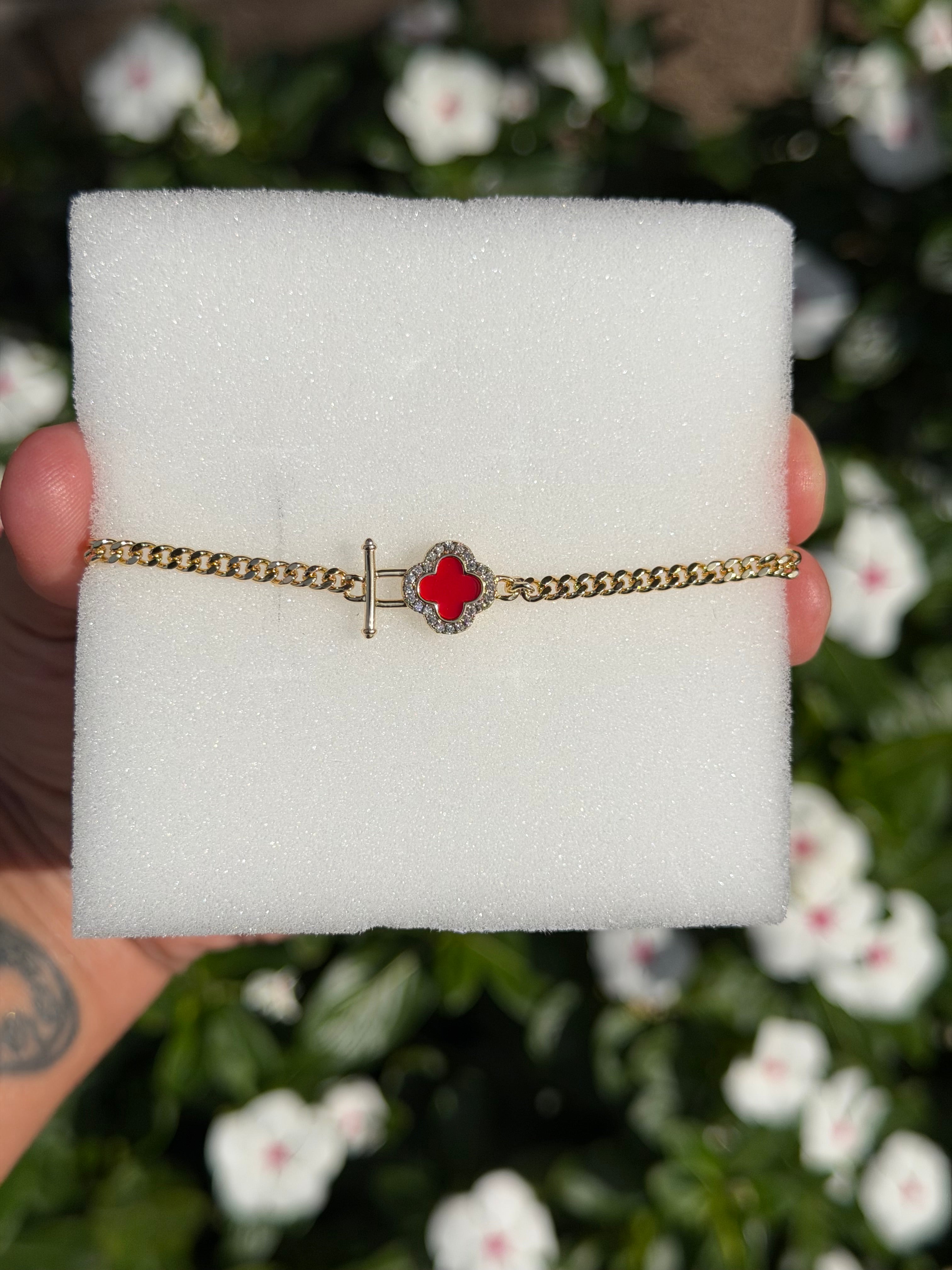 Red Clover Gold Bracelet