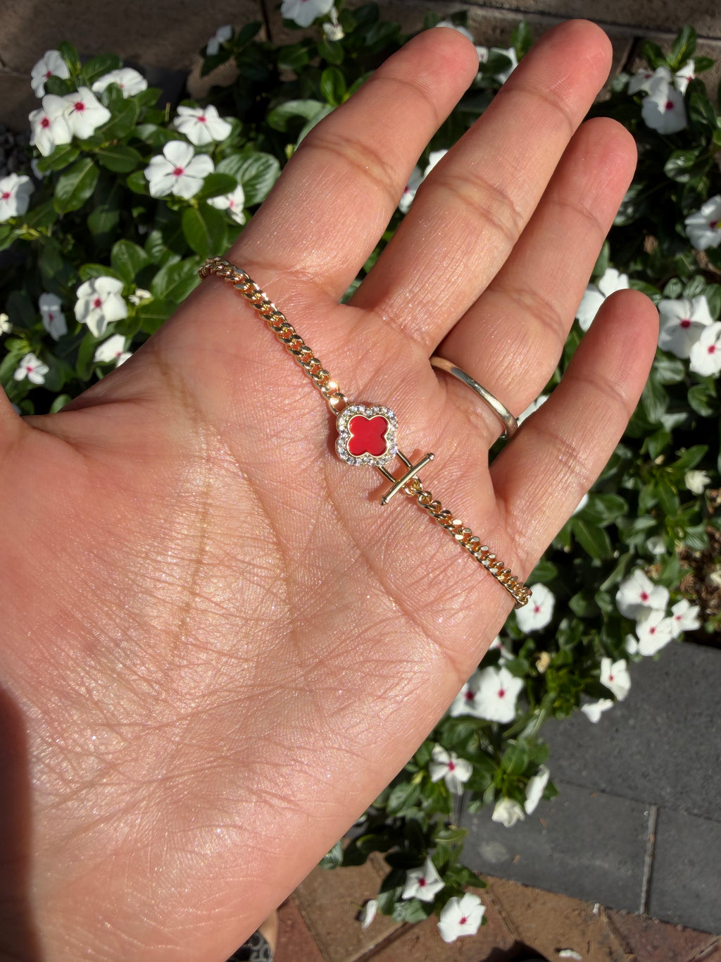 Red Clover Gold Bracelet