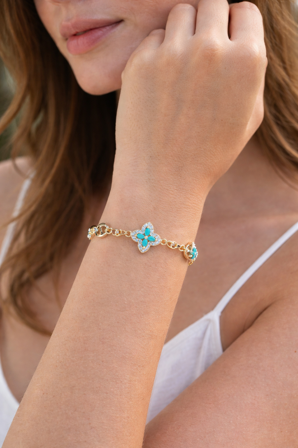 Turquoise Clover Charm Bracelet